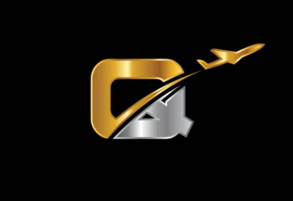 Scrisoarea Inițială Design Logo Avionului Compania Aeriană Avionul Aviația Șablonul — Vector de stoc