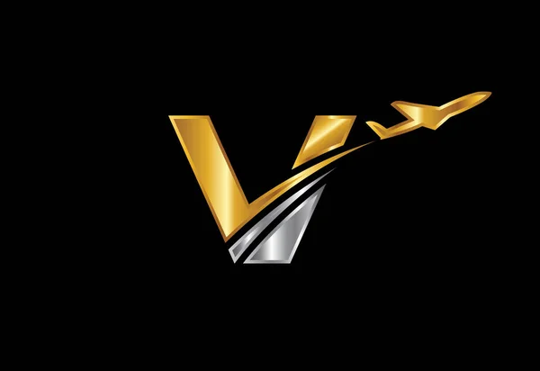 Litera Inițială Design Logo Avionului Compania Aeriană Avionul Aviația Șablonul — Vector de stoc