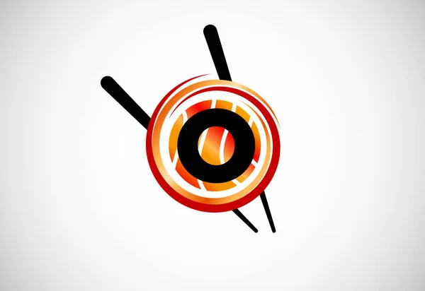 Initial Monogram Alphabet Circle Chopstick Asian Sushi Bar Emblem Logo — Stockvektor