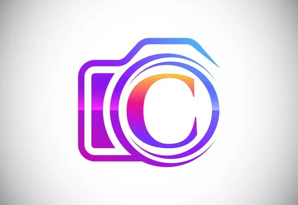 Kamera Ikonlu Baş Harfleri Fotoğraf Işi Için Logo Şirket Kimliği — Stok Vektör