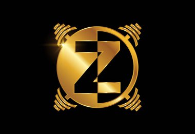 Halterli Z baş harfleri alfabesi. Vektör logosu tasarımı kaldırılıyor. Vücut geliştirme için vektör logosu