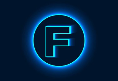 Bir neon dairede ilk F monogram alfabesi.
