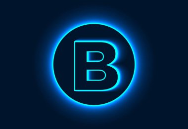 Bir neon dairede ilk B monogram alfabesi.
