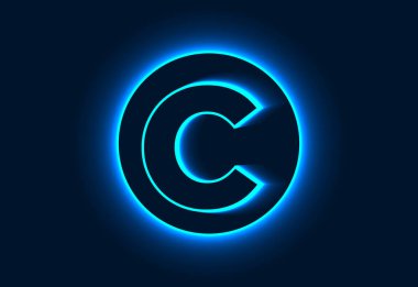 Bir neon dairede ilk C monogram alfabesi.