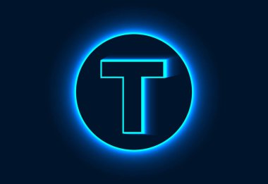 İlk T monogram alfabesi neon dairede..