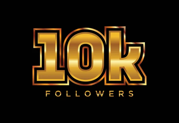 Golden 10K Followers Social Media Celebration Design Vector Illustration — Image vectorielle