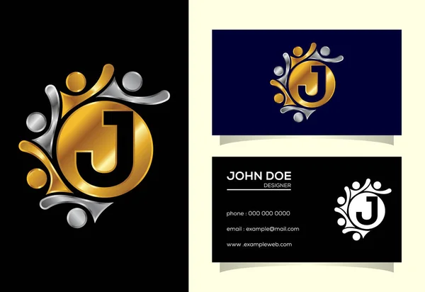 Nsanları Birbirine Bağlayan Harfli Monogram Alfabesi Takım Işbirliği Logosu Işareti — Stok Vektör