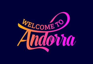 Andorra Kelime Metni Yaratıcı Yazı Tipi Tasarım Çizimine Hoşgeldiniz. Hoş geldin işareti