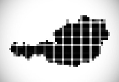 Avusturya 'nın pikselli haritası. Noktalı harita beyaz arkaplanda. Vektör illüstrasyonu