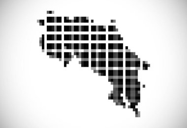 Kosta Rika 'nın pikselli haritası. Noktalı harita beyaz arkaplanda. Vektör illüstrasyonu