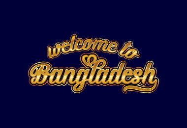Bangladeş Kelime Metni Yaratıcı Yazı Tipi Tasarım Çizimine Hoşgeldiniz. Hoş geldin işareti