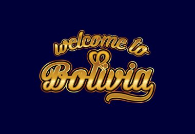 Bolivya Kelime Metni Yaratıcı Yazı Tipi Tasarım Çizimine Hoşgeldiniz. Hoş geldin işareti
