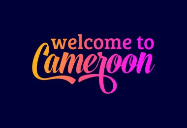 Kamerun Kelime Metni Yaratıcı Yazı Tipi Tasarım Çizimine Hoşgeldiniz. Hoş geldin işareti