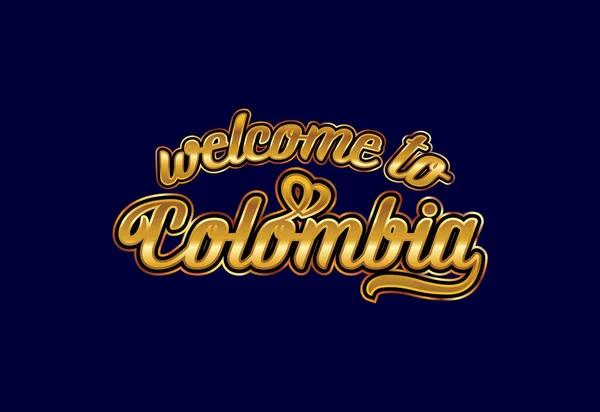 Bienvenido Colombia Word Text Creative Font Design Illustration Señal Bienvenida — Vector de stock