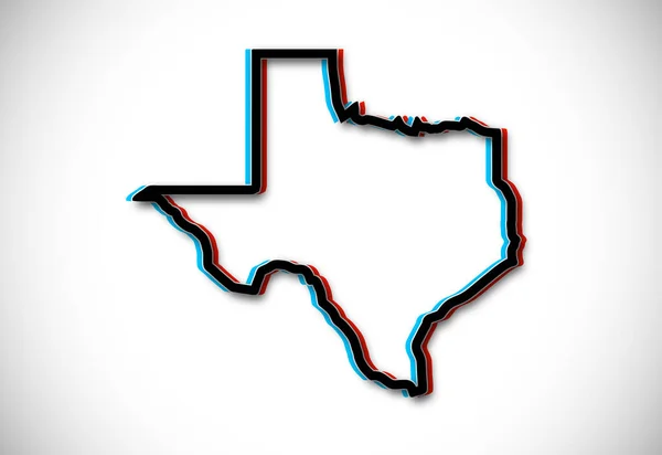 德克萨斯地图矢量图解的Glitch轮廓 — 图库矢量图片