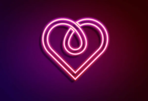 Неоновые Светящиеся Сердца Любви Знак Романтической Иконы Темном Фоне — стоковый вектор
