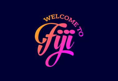 Fiji Word Metin Yaratıcı Yazı Tipi Tasarım İllüstrasyonuna Hoşgeldiniz. Hoş geldin işareti