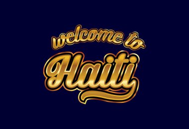 Haiti Word Metin Yaratıcı Yazı Tipi Tasarım Çizimi 'ne hoş geldiniz. Hoş geldin işareti