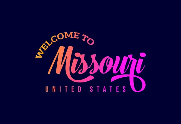 Bem Vindo Missouri Estados Unidos Word Text Creative Font Design —  Vetores de Stock