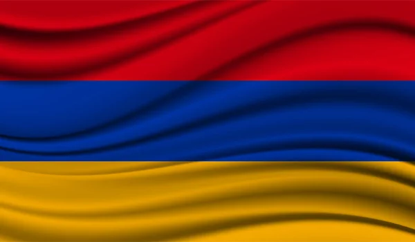 亚美尼亚的丝质波浪旗 缎子及面料背景 — 图库矢量图片