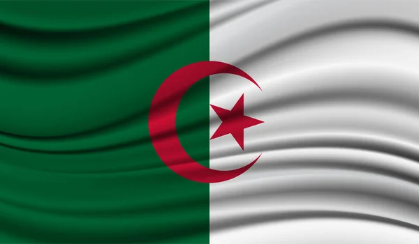 Bandeira Argélia Seda Textura Cetim Fundo —  Vetores de Stock