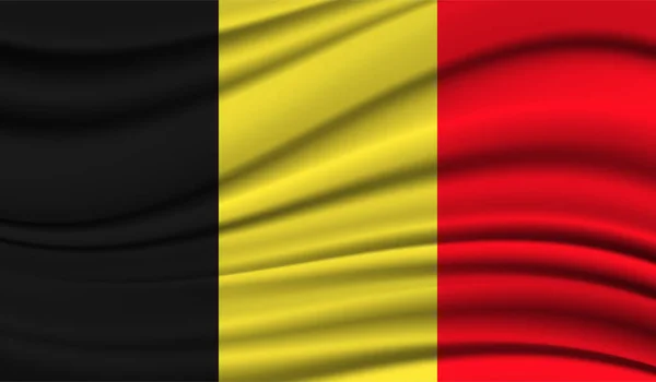 Silke Viftande Flagga Belgien Silke Satin Textur Bakgrund — Stock vektor