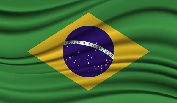 ブラジルのシルク ウェーブ フラッグ サテンの質感背景 — ストックベクタ