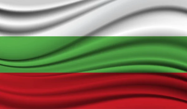 Zijde Zwaaien Vlag Van Bulgarije Zijde Satijn Textuur Achtergrond — Stockvector