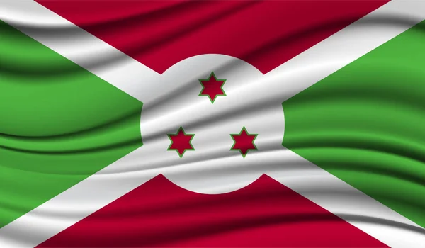 Zijde Zwaaiende Vlag Van Burundi Zijde Satijn Textuur Achtergrond — Stockvector