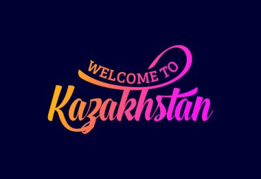 Kazakistan Kelime Metin Yaratıcı Yazı Tipi Tasarım Çizimine Hoşgeldiniz. Hoş geldin işareti