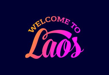 Laos Word Metin Yaratıcı Yazı Tipi Tasarım İllüstrasyonuna Hoşgeldiniz. Hoş geldin işareti