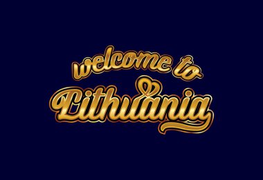 Litvanya Kelime Metni Yaratıcı Yazı Tipi Tasarım Çizimine Hoşgeldiniz. Hoş geldin işareti
