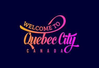 Quebec şehrine hoş geldiniz. Canada Word Metni Yaratıcı Yazı Tipi Tasarımı İllüstrasyonu. Hoş geldin işareti
