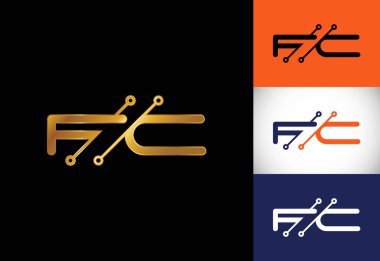 İlk harf F C Logo Tasarım Vektörü. Şirket İş Kimliği için Grafik Alfabesi Sembolü