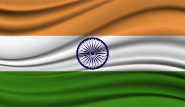 Hindistan 'ın İpek Dalgalanan Bayrağı. İpek, Saten Döküm Arkaplanı