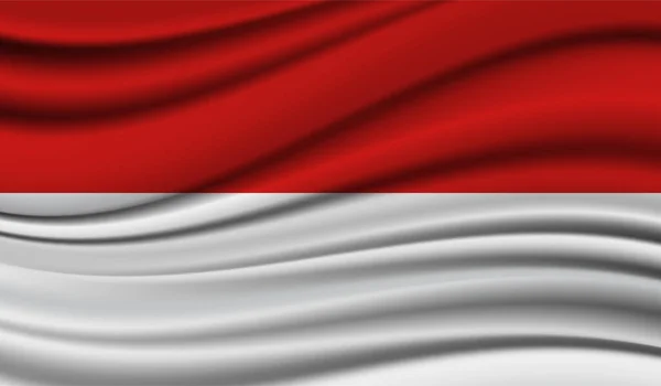 Die Flagge Indonesiens Weht Seide Satin Textur Hintergrund — Stockvektor