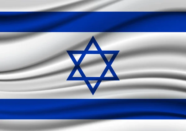 Zijde Zwaaiende Vlag Van Israël Zijde Satijn Textuur Achtergrond — Stockvector