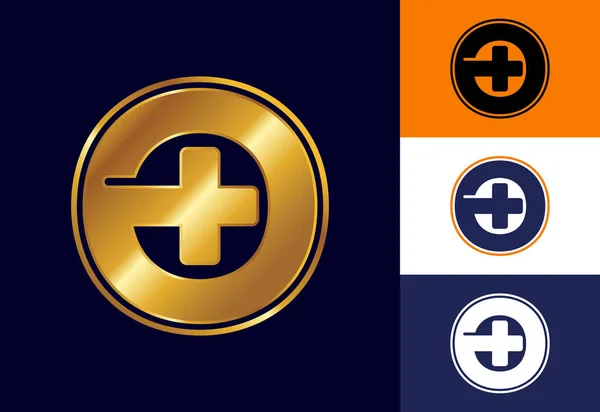 Monograma Inicial Com Sinal Positivo Logotipo Para Empresas Médicas Saúde — Vetor de Stock