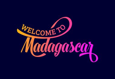 Madagaskar Kelime Metni Yaratıcı Yazı Tipi Tasarım Çizimi 'ne hoş geldiniz. Hoş geldin işareti