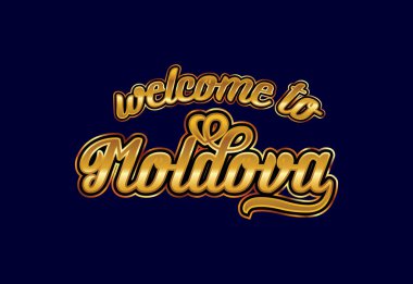 Moldova Kelime Metni Yaratıcı Yazı Tipi Tasarım Çizimine Hoşgeldiniz. Hoş geldin işareti