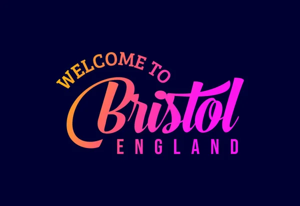 Bienvenido Bristol Inglaterra Texto Palabra Creative Font Design Illustration Señal — Vector de stock
