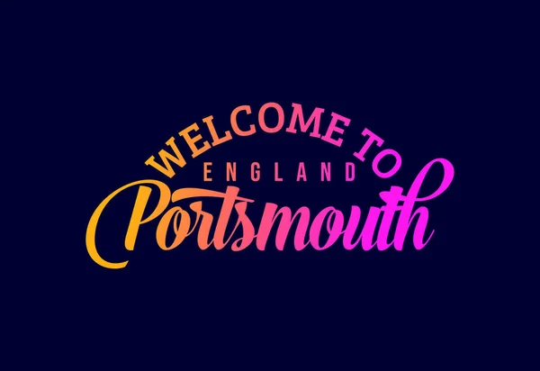 Bienvenido Portsmouth Inglaterra Texto Palabra Creative Font Design Illustration Señal — Vector de stock