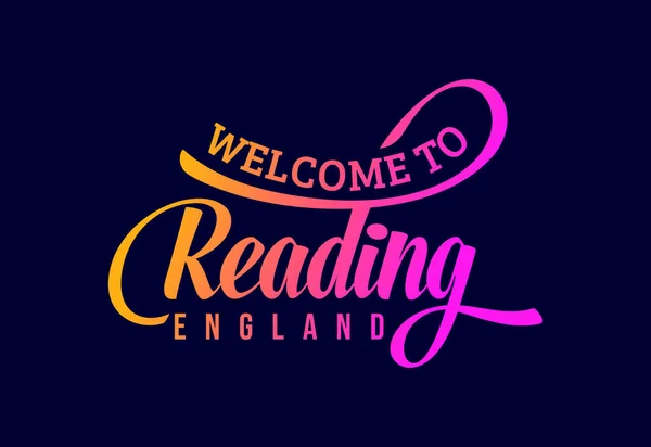 Bienvenido Reading England Word Text Creative Font Design Illustration Señal — Vector de stock