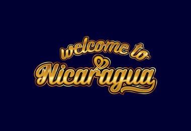 Nikaragua 'ya hoş geldiniz. Kelime Metni Yaratıcı Yazı Tipi Tasarımı İllüstrasyonu. Hoş geldin işareti