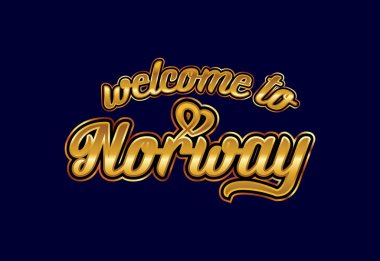Norveç 'e hoş geldiniz. Kelime Metni Yaratıcı Yazı Tipi Tasarımı İllüstrasyonu. Hoş geldin işareti