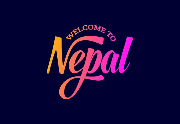 Nepal Hoş Geldiniz Kelime Metni Yaratıcı Yazı Tipi Tasarımı Llüstrasyonu — Stok Vektör