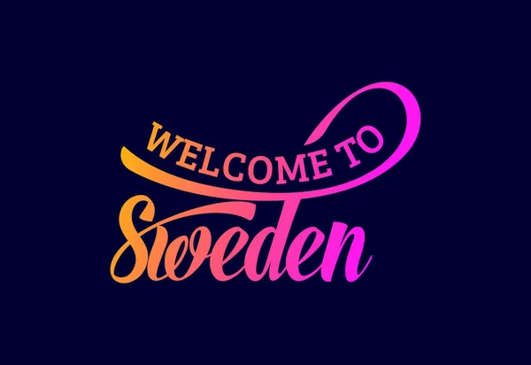 Καλώς Ήρθατε Στη Σουηδία Εικονογράφηση Σχεδίασης Δημιουργικών Γραμματοσειρών Κειμένου Υπογραφή — Διανυσματικό Αρχείο