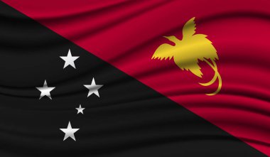 Papua Yeni Gine 'nin İpek Dalgalanan Bayrağı. İpek, Saten Döküm Arkaplanı