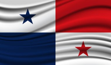 Panama 'nın İpek Dalgalanan Bayrağı. İpek, Saten Döküm Arkaplanı
