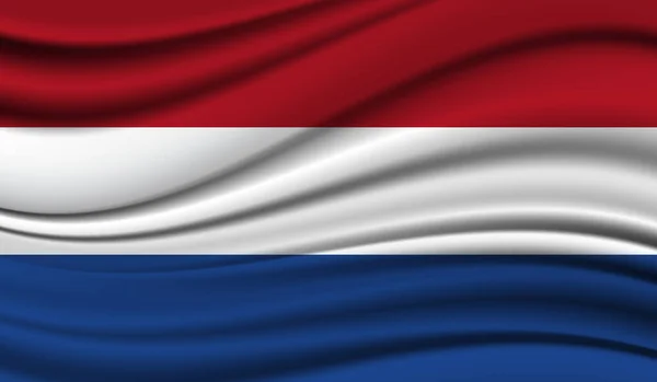 Zijdezwaaivlag Van Nederland Zijde Satijn Textuur Achtergrond — Stockvector